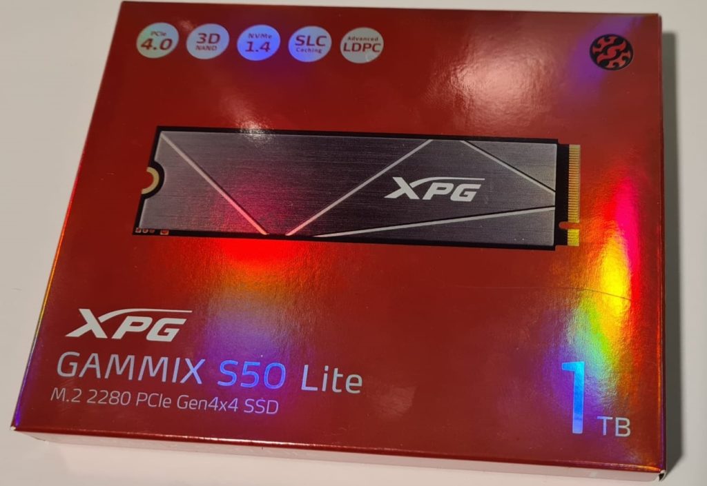 AData XPG GAMMIX S50 Lite 1TB Verkaufsverpackung - Das bei uns eingereichte Muster
