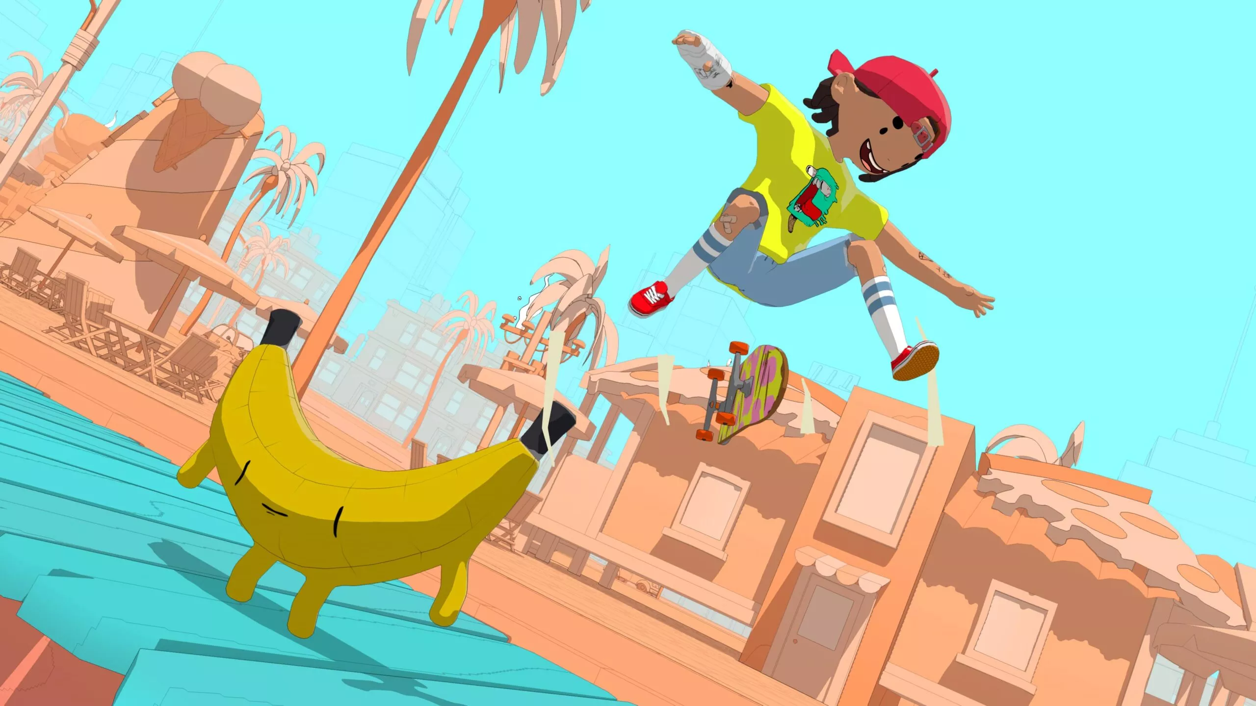 Olli Olli World Artwork, Charakter springt über Bananenmensch