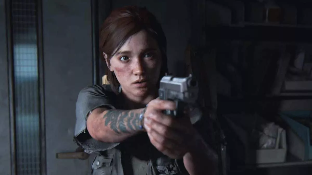 The Last of Us Part II Ellie pointing gun