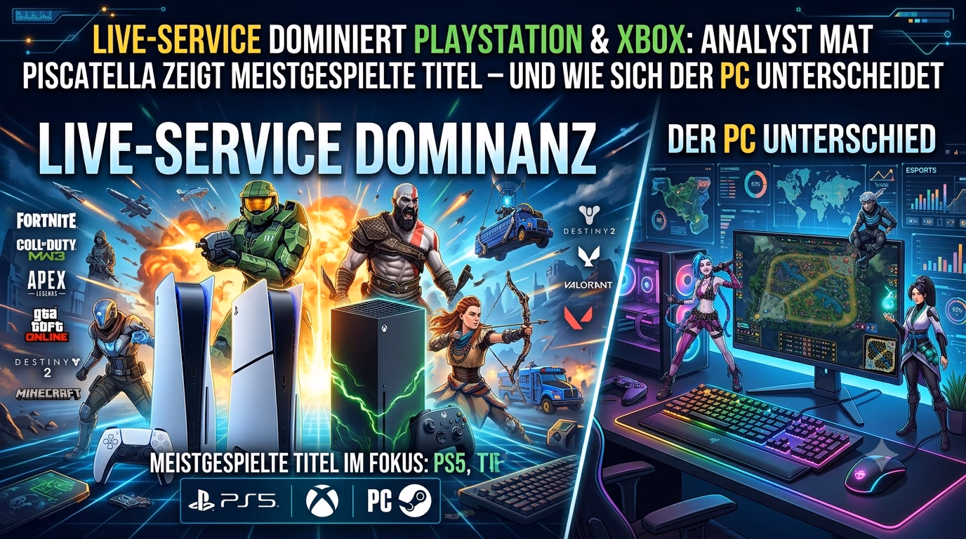 Live-Service dominiert PlayStation & Xbox: Analyst Mat Piscatella zeigt meistgespielte Titel – und wie sich der PC unterscheidet