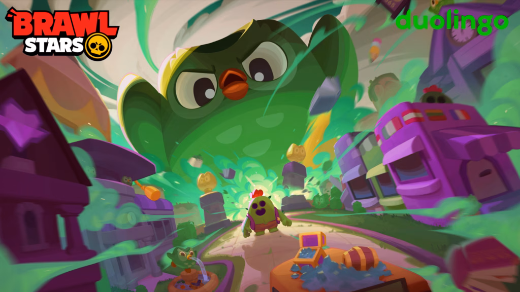 Duolingo x Brawl Stars crossover key art